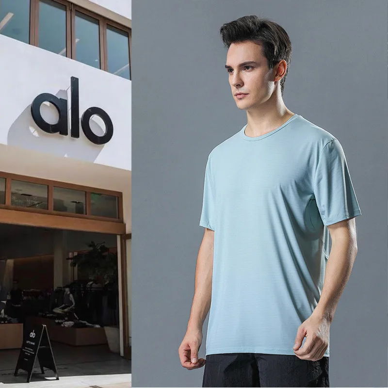 

Yoga Sports Mens Tops T-shirts Short Sleeve Quick Dry Fabric Outdoor Sports Running Summer Clothes Fltness Elastic /40