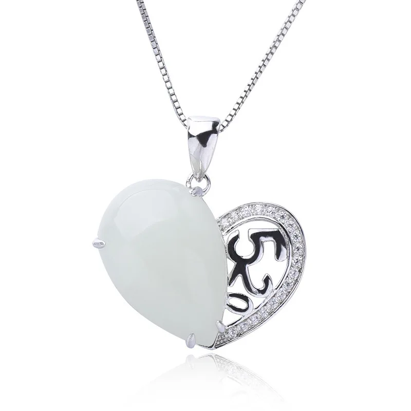 

2020 New Arrival Sale Carnelian Accented Heart Of Contracted Natural Hetian Pendant Manufacturer Of 925 Hollow Out Inlaid