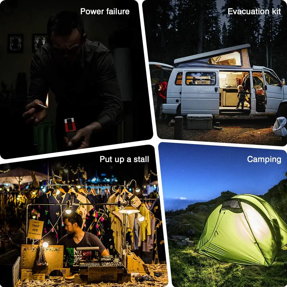 

Emergency Lights Rechargeable LED Bulb with Spare Batteries 4 Pcs Per Pack Used for Home Power Outages and Camping