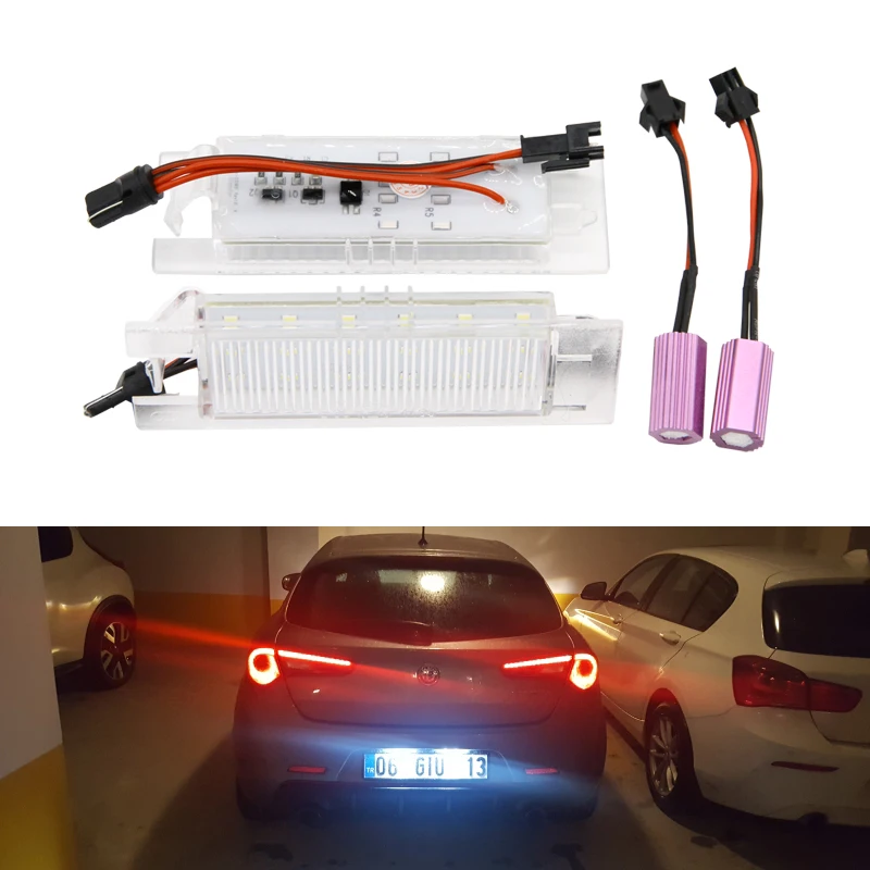 

2PCs For Alfa Romeo 147 156 159 166 Brera Giulietta Mito GF Spider CANbus Led License Number Plate Lights Auto Replacement