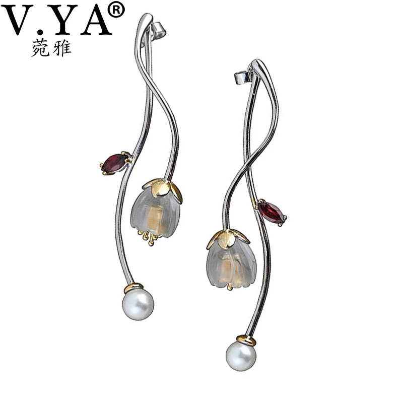 

Серьги V.YA с искусственным кристаллом и серебряным жемчугом