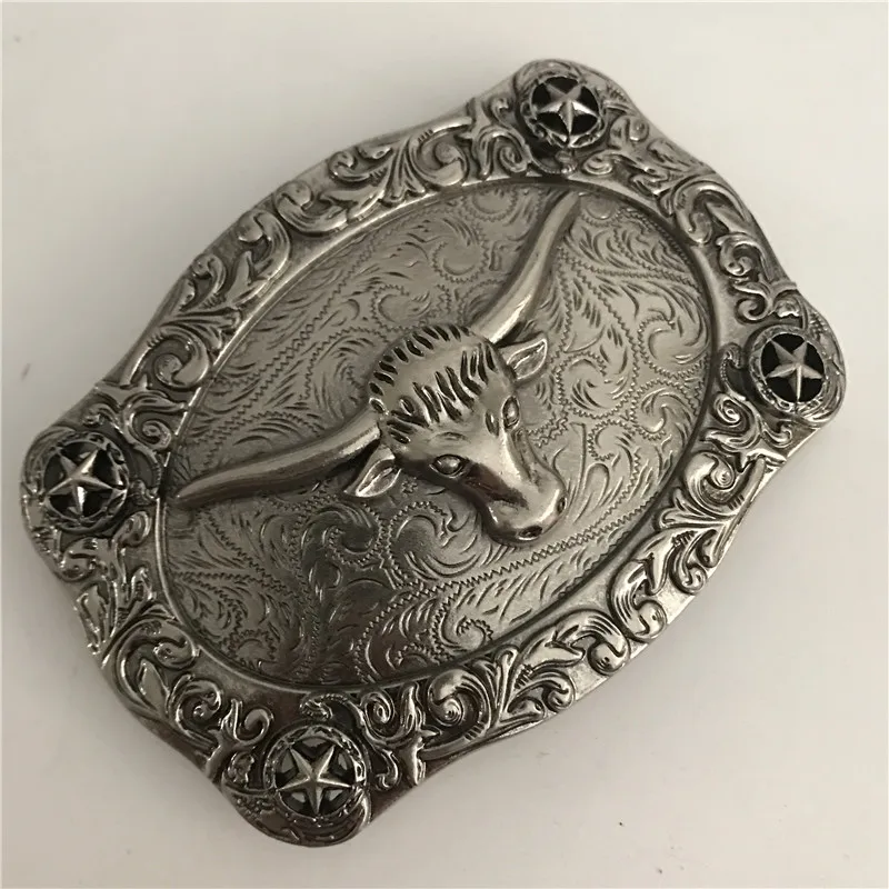

Розничная продажа, новинка 2020, крутая металлическая пряжка для ремня с 3D серебряным узором и головой быка с модными мужскими пряжками, аксес...
