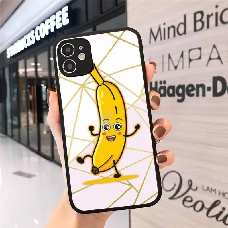 

Luxury marble Cartoon fruit Phone Case matte transparent For iphone 7 8 11 12 plus mini x xs xr pro max cover