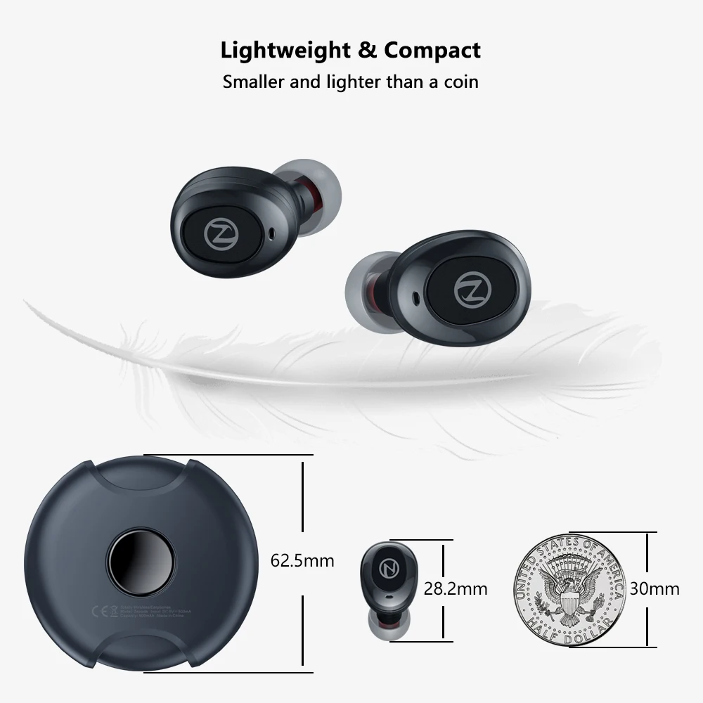 Zeblaze Zepods™Полностью беспроводные наушники Bluetooth 5,0 вращение на 360 ° дизайн IPX5 Водонепроницаемый 18 часов Срок службы батареи Быстрая зарядка