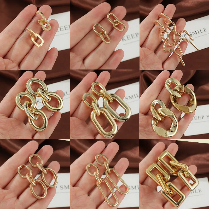 

Fashion Gold Chain Drop Earrings for Women Female Geometric Chain Earrings Twisted Hoop Dangle Earring 2021 Trend Jewelry Gifts
