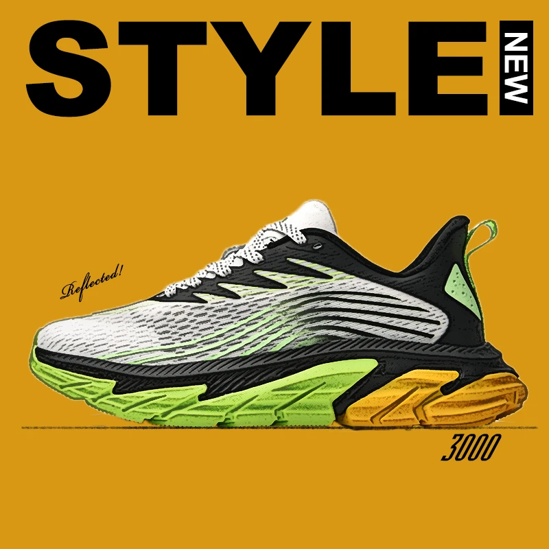 

Fashion Men Reflective Soft Breathable Sport Shoes Man Sneakers
