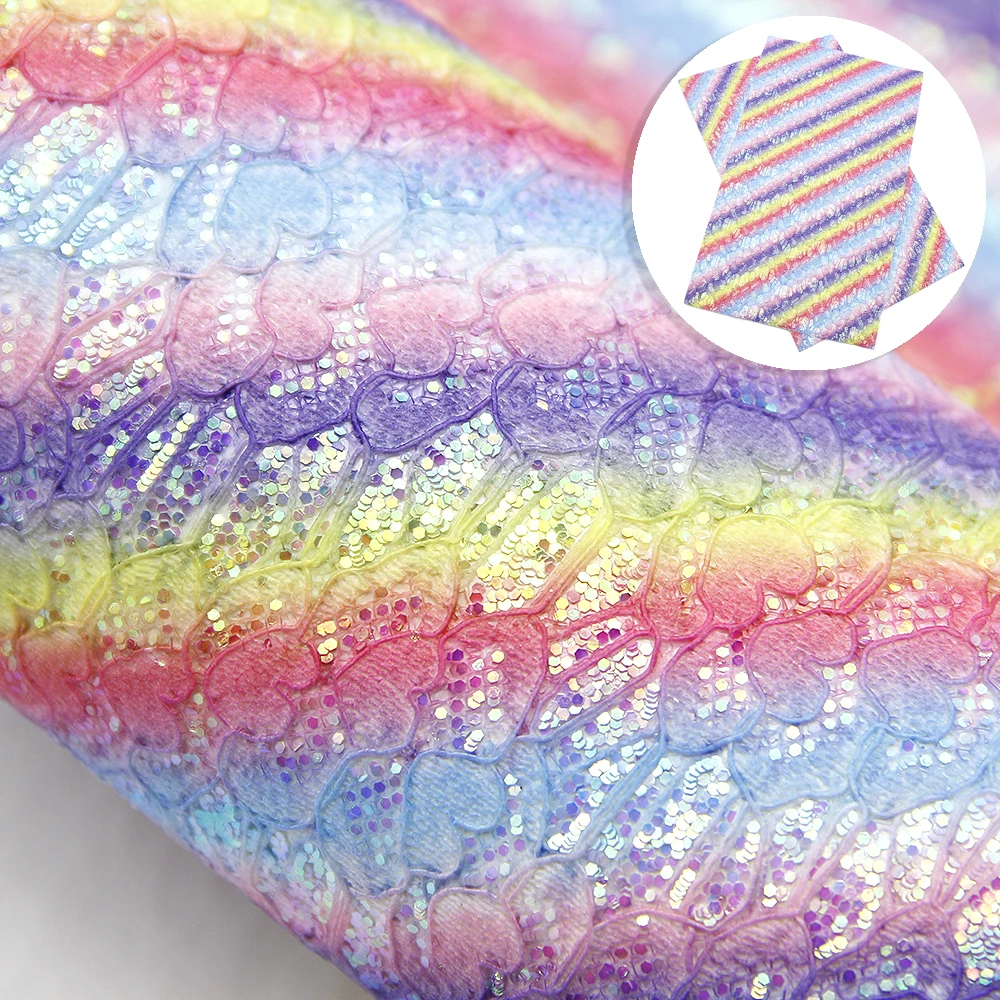 Градиентные цвета кружева Синтетическая кожа Радуга искусственная листы в