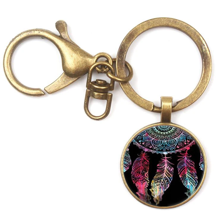 Ретро хрустальный кулон Ловец снов брелок Тибетский круглый стеклянный для