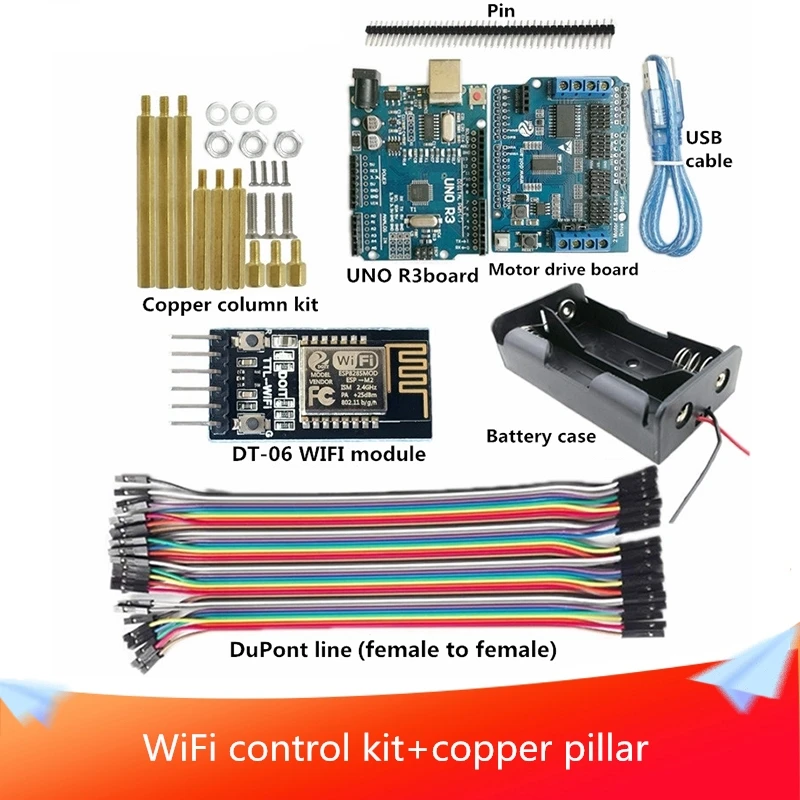 

WiFi Wireless Control Kit+Copper Pillar for Robot/Robotic Arm/Tank Chassis Car DIY Universal Kit Transmission Distance 20m