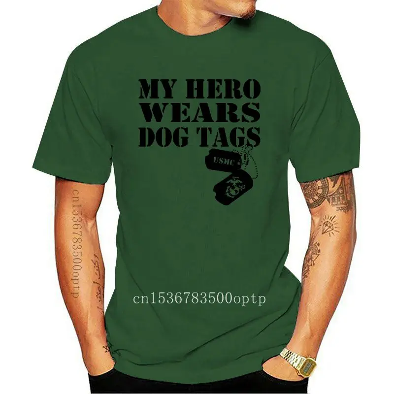 

New My Hero Wears Dog Tags - USMC Short Sleeve T-Shirt
