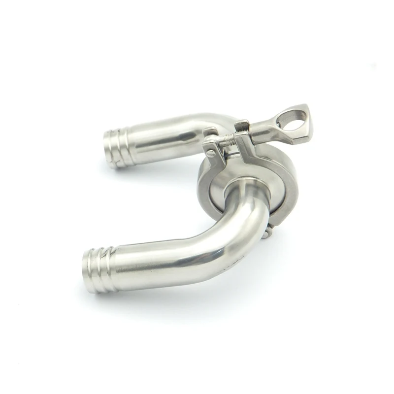 304 Stainless Steel 12.7mm OD Hose Barb Sanitary Elbow Pipe Fitting 50.5mm Feerule + 1.5&quot Tri Clamp Silicon Gasket | Обустройство