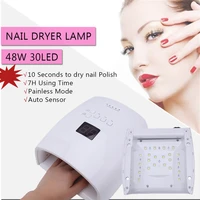 48w uv led light nail lamp rechargeable painless nail dryer for curing all gels timer smart sensor manicure tools art tool 30pcs