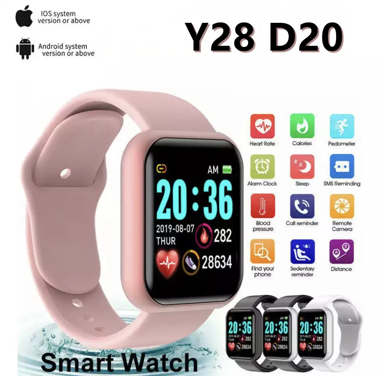 

Smart Watch Y68 D20 Men Woman Bluetooth Blood Pressure Fitness Tracker Waterproof Heart Rate Monitor Smartwatch IOS Android