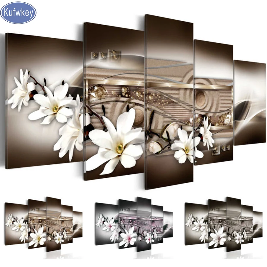 Магнолия вышивки диаманта цветка алмазов картина 5 шт. полная Алмазная мозаика