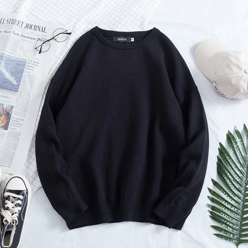 

ICPANS Pullover Knit Sweater 2019 Mens Hip Hop Embroidery Crewneck Knitwear Sweaters Streetwear Van Gogh Sleeve Solid Tops