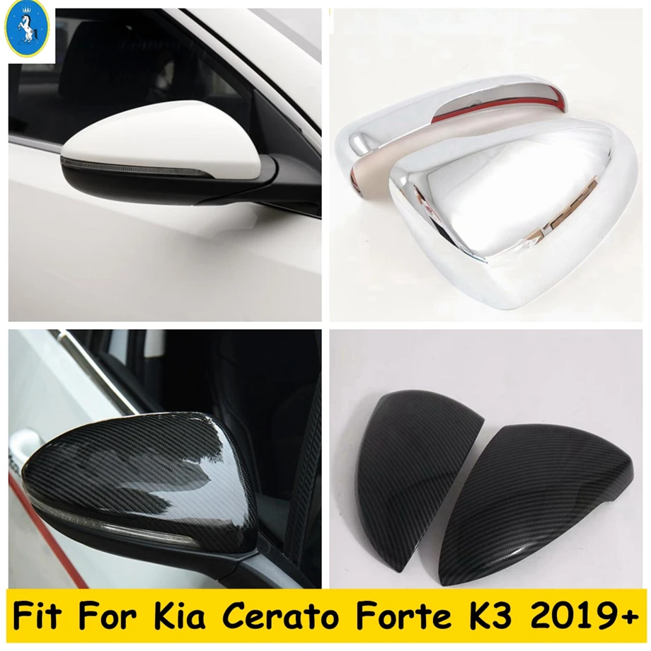 

ABS Chrome / Carbon Fiber Look Exterior Refit Kit Rearview Mirror Decoration Cover Caps Trim For Kia Cerato Forte K3 2019 - 2021