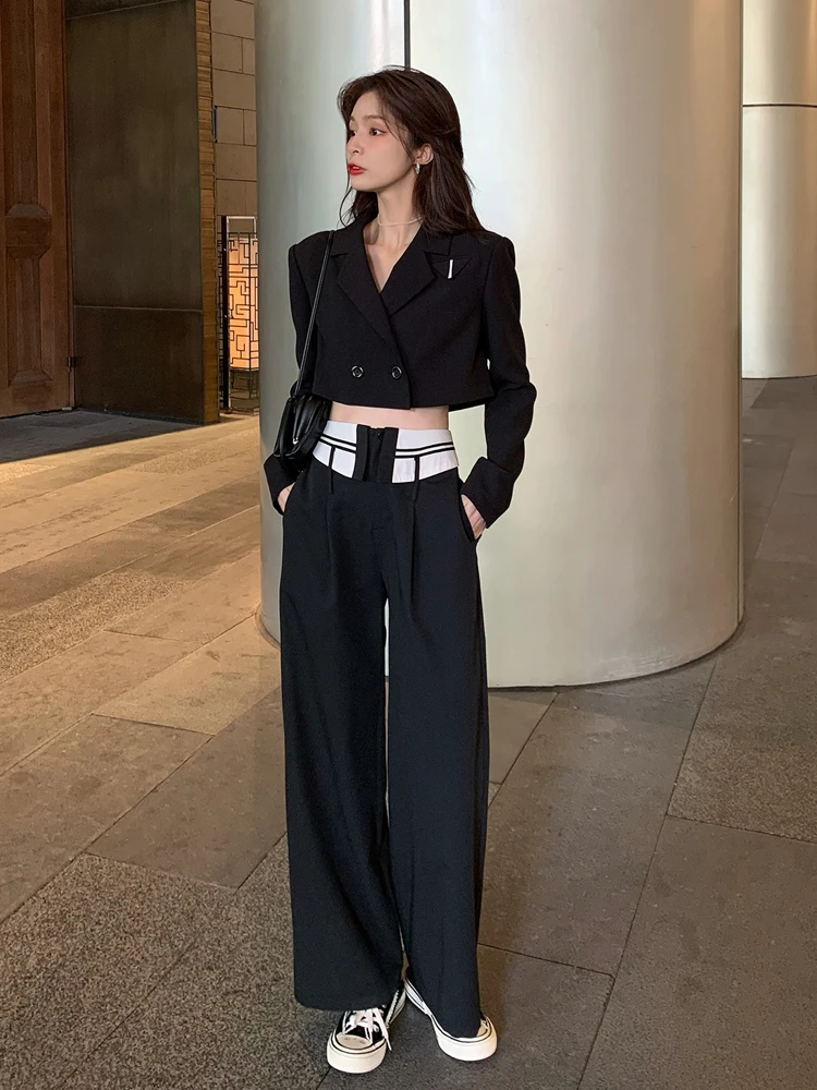 Костюм женский короткий с длинным рукавом пиджак модный дизайнерский костюм из