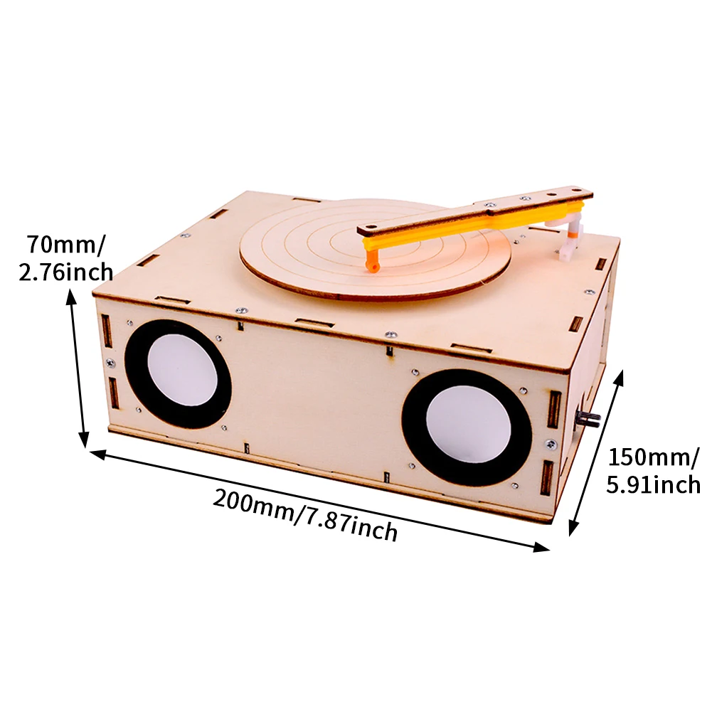 

Stereo Model Building Wood Phonograph Kit Battery Powered Assembled Gift HIFI Speaker Learning Toy Music Box 3D DIY Handmade