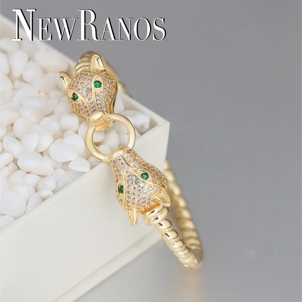 Женский браслет с леопардовой головкой Newranos закрученный Круглый Браслет манжета