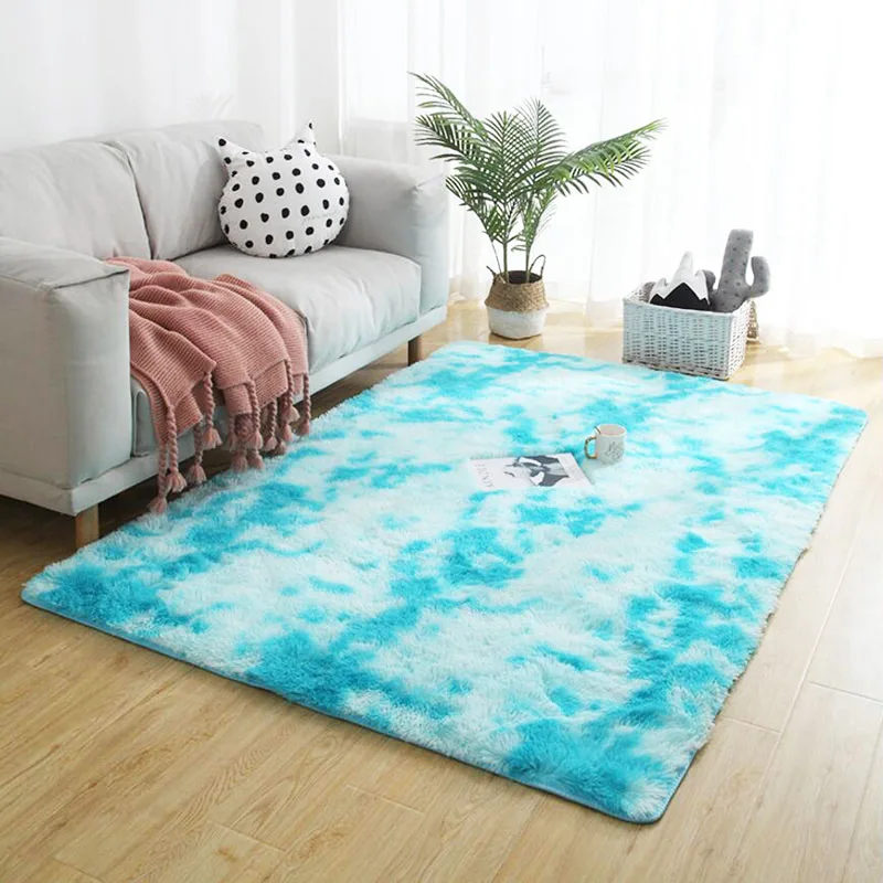 Light blue Плюшевые ковры для гостиной пушистый мягкий ковер домашний декор лохматый ковер спальня Диванный кофейный столик коврик для гардеробной - Цвет: Light blue