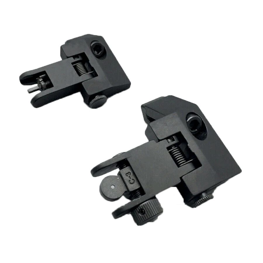 

1 Pair Front and Rear Side Sight Flip Iron Sights Aluminum Body Gun Accessories for Picatinny Weaver Rails Tactical Hunting