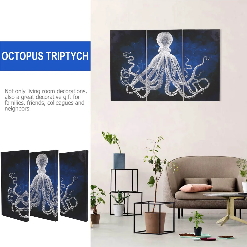 

3Pcs Modern Art Octopus Painting Wall Art Framed Printing Painting for Home