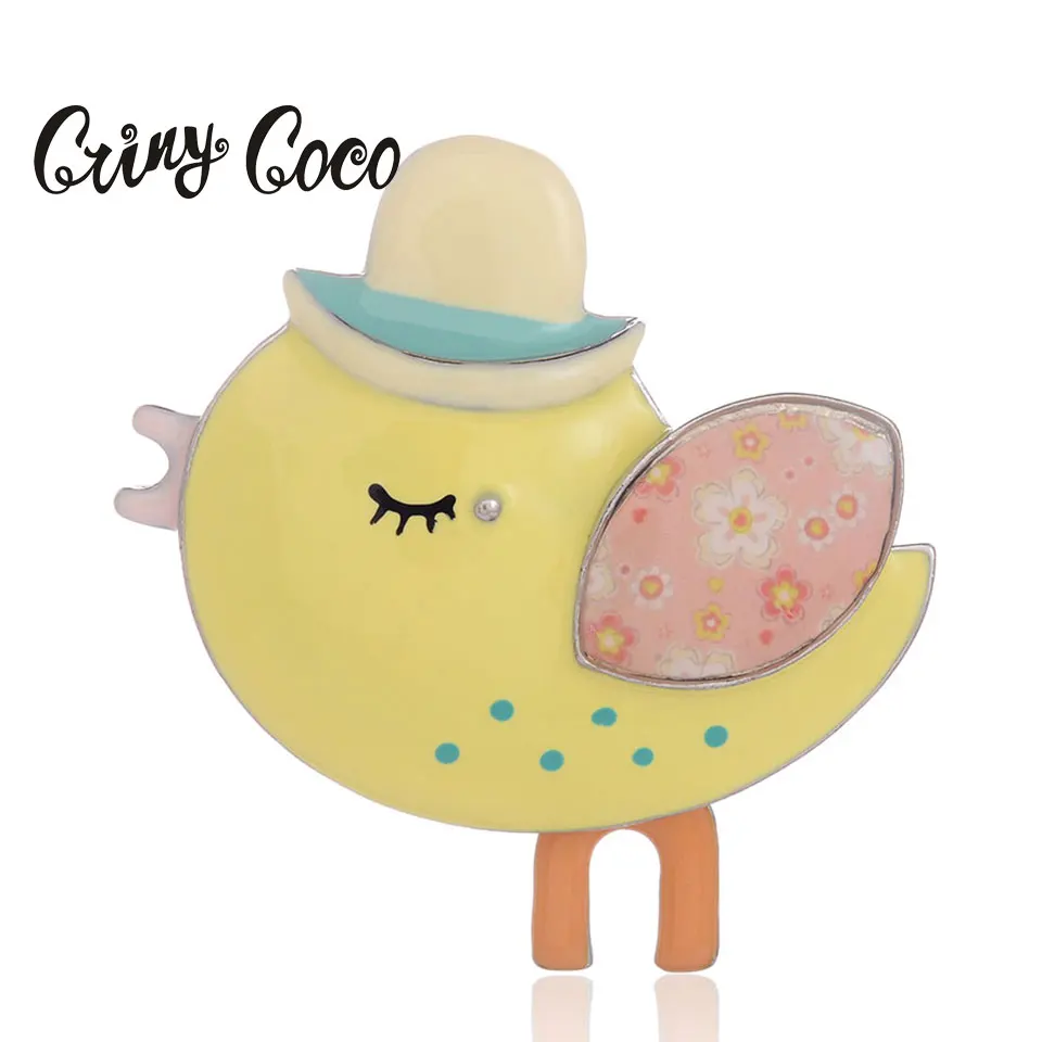 Cring Coco желтая птица хиджаб булавки и броши для женщин мужчин сплав металл эмаль