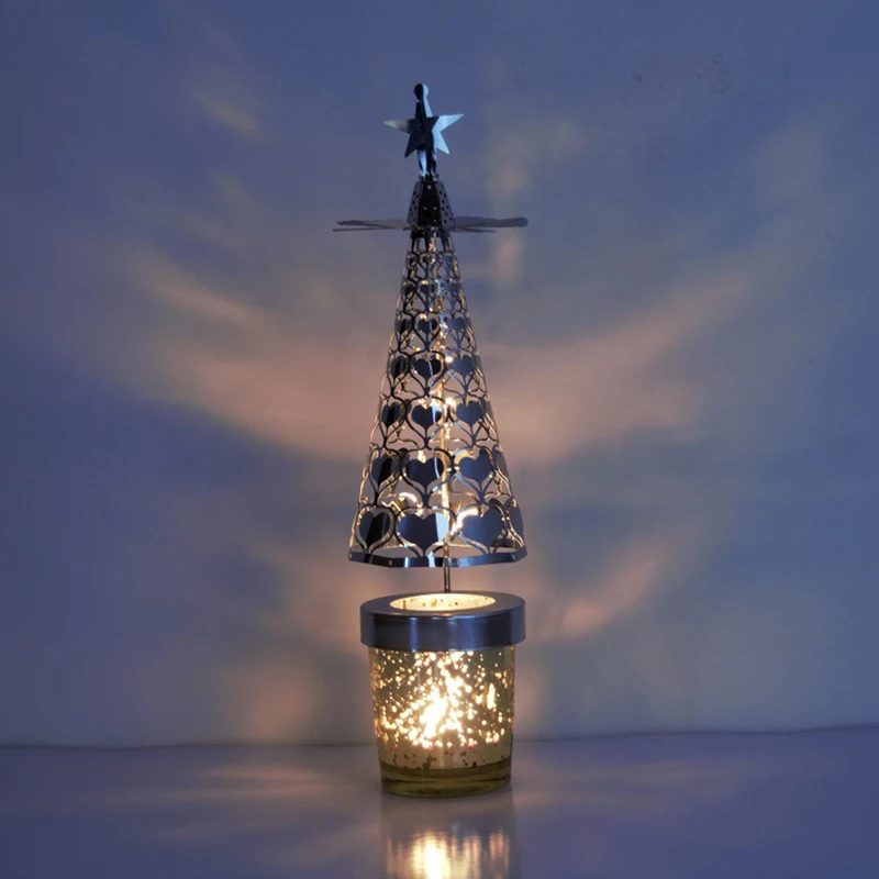 

Christmas Mood Heat-Powered Spinning Candleholder Metal Rotating Light for Home Christmas New Year AC889