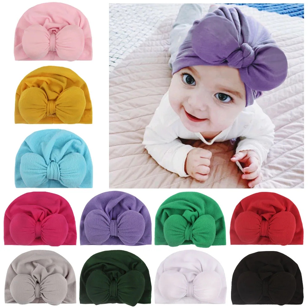 

Bow Knot Kids Baby Infant Turban Hat Knot Toddler Beanie Caps