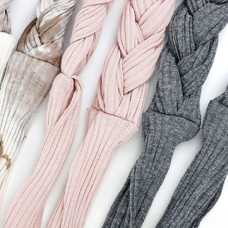 

Geebro Suede Wome Braid Knitted Hair Fashion Head Wrap Twist Hairband Elastic Hair Accessories Bandage Handmade Turban