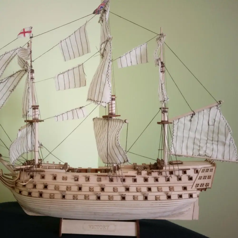 

52cm Long DIY Wood Assembled Victory Royal Navy Ship Sailboat Model Boat Decoration toys for children Ancient sailing ship model