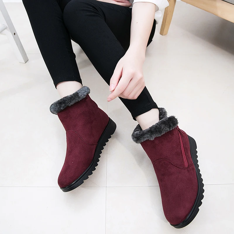 

2018 Woman Shoes Woman Winter Snow Boots Warm Ankle Boots Platform Rubber Female Boots Winter Snow Footwear Lady Low Heel Shoes