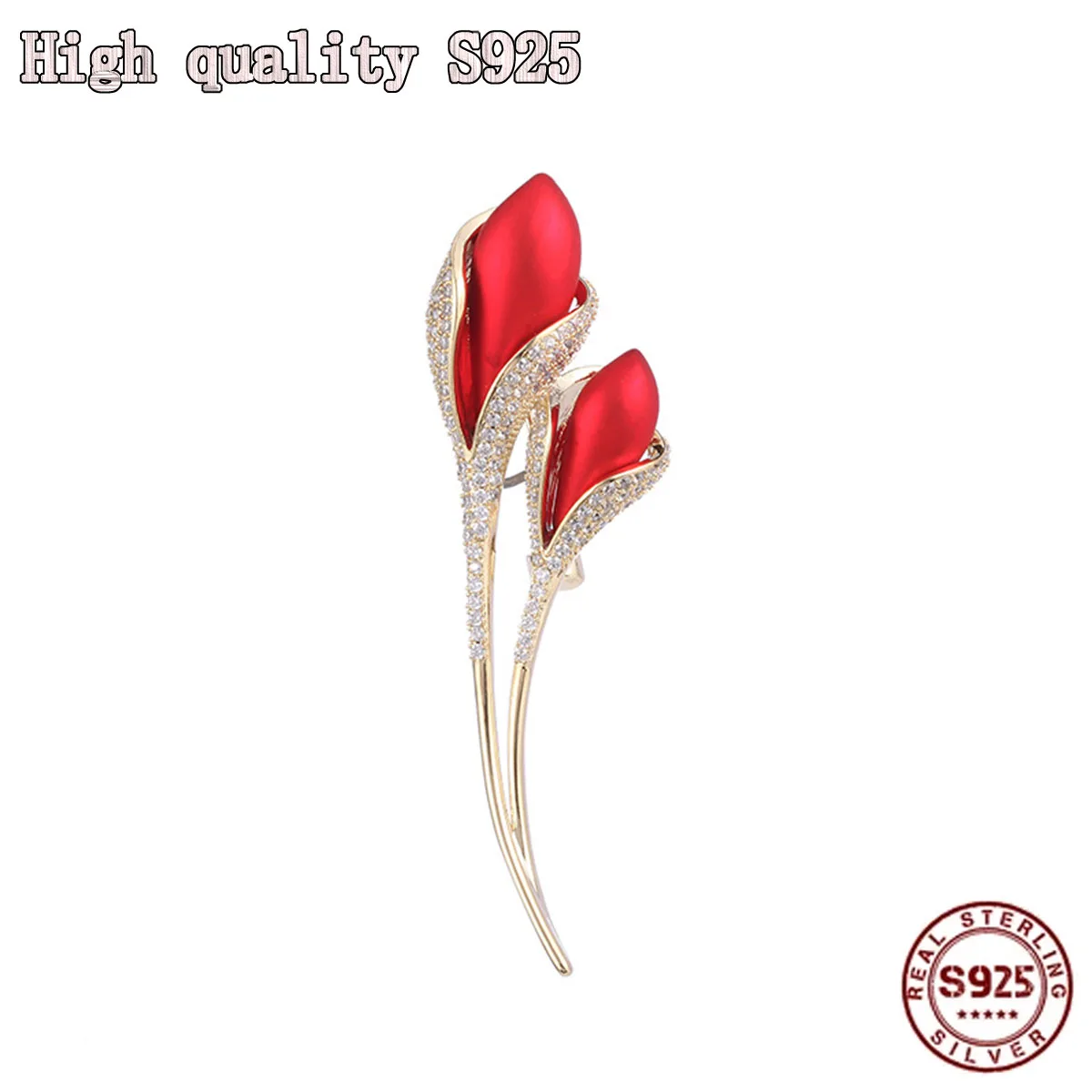 

High Grade Atmospheric Corsage Fashion Elegant Clothing Accessories Creative Red Tulip Noble Temperament Women's Brooch