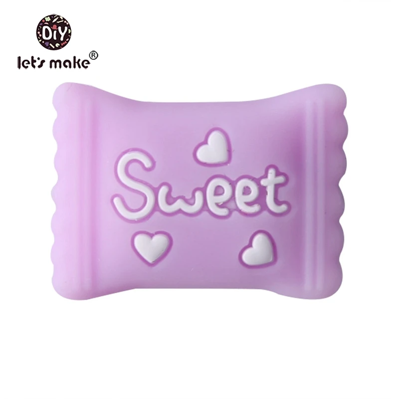 candy purple Let'S Make/1 шт., силиконовый прорезыватель, бусины, Шестигранник, Прорезыватель для зубов, маленькие грызуны, мультфильм, жемчуг, 0-12 месяцев, силиконовая погремушка, детский Прорезыватель - Цвет: candy purple