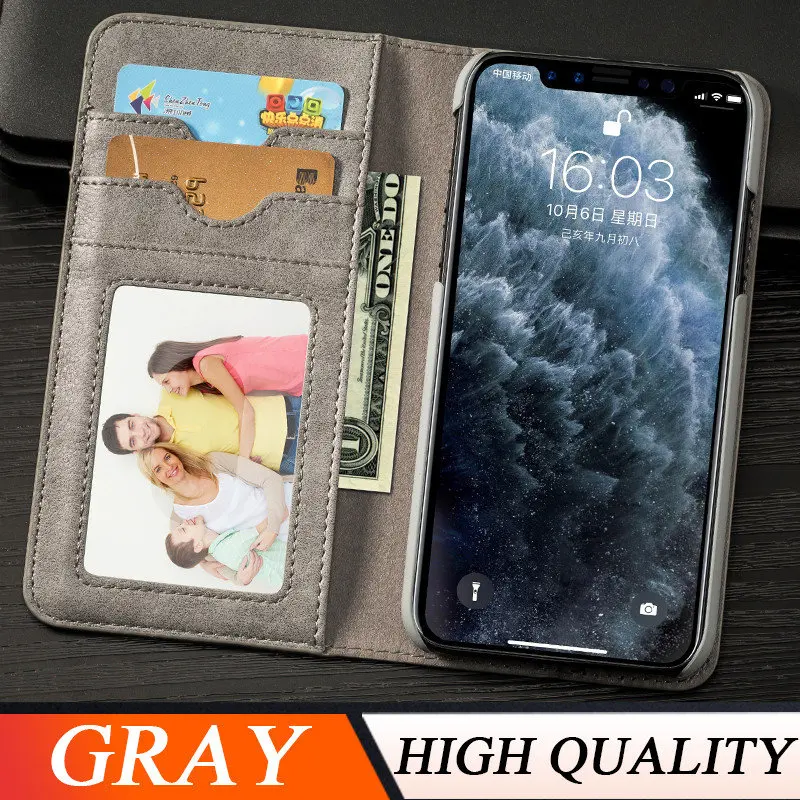 Серый Musubo Роскошный чехол для телефона для iPhone 11 Pro Max Флип кожаный чехол s Чехол для iPhone 11 Xs Max XR X 8 7 Plus 6 Fundas кошелек Coque - Цвет: Серый