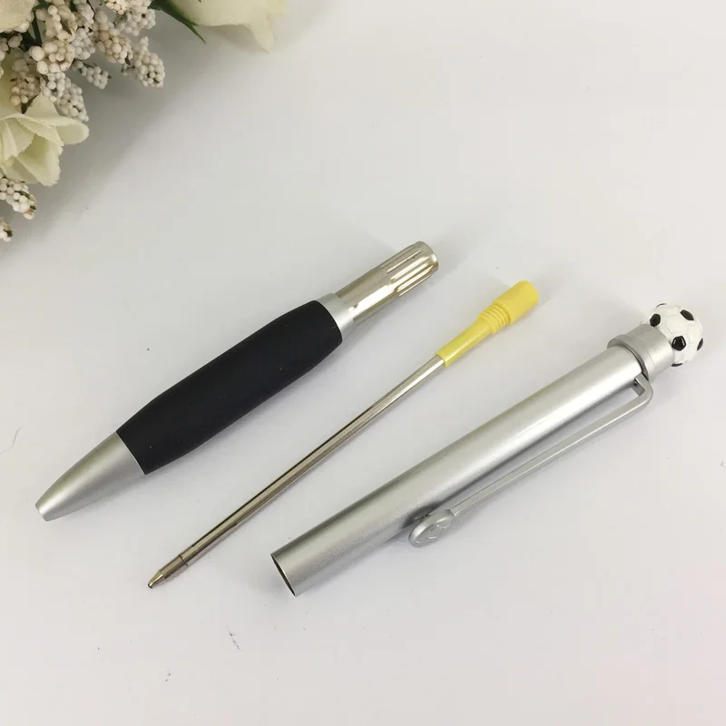 ACMECN Cute Sports Ball Pen with Football Design Soft Rubber Grip Twist Mechanical Silver Basketball Pattern Ballpoint Pens