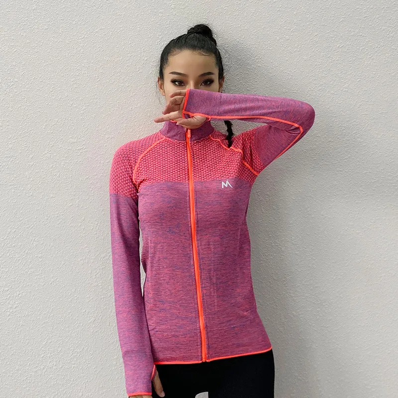 Женская одежда для йоги жакет молния кардиган с длинным рукавом стоячий воротник