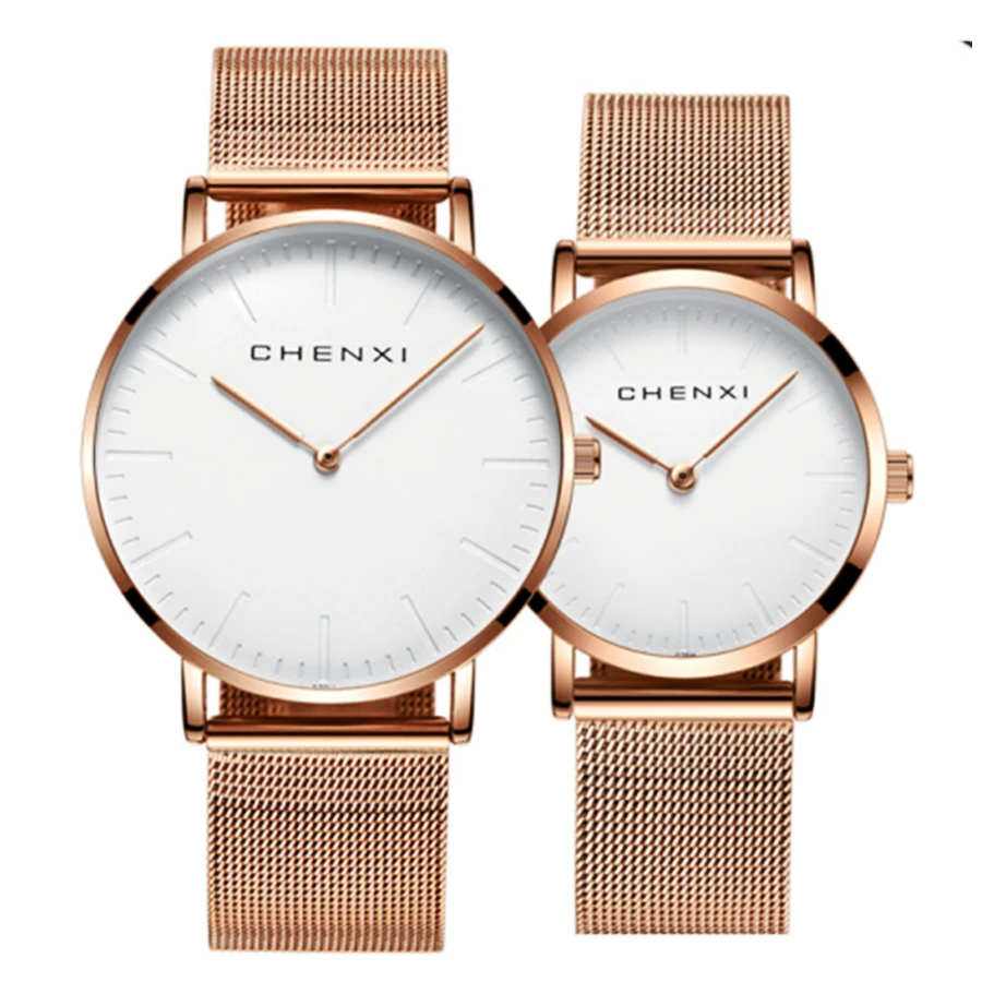 Couple Watches set Top Brand luxury Stainless Steel Quartz Wrist Watch ladies Clock men women watch Wristwatch Set for Lovers