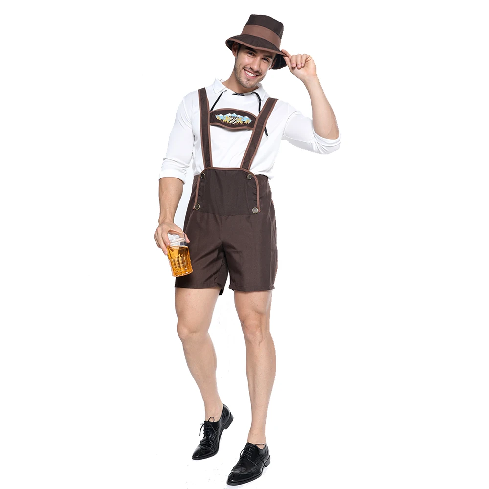 Мужские карнавальные костюмы Октоберфеста для мальчиков, Lederhosen, баварский немецкий детский праздничный костюм, костюм, рубашка, нарядная шляпа