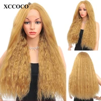xccoco lace part wigs for women long straight wavy wigs honey blonde synthetic wigs nautral hairline high temperature fiber hair