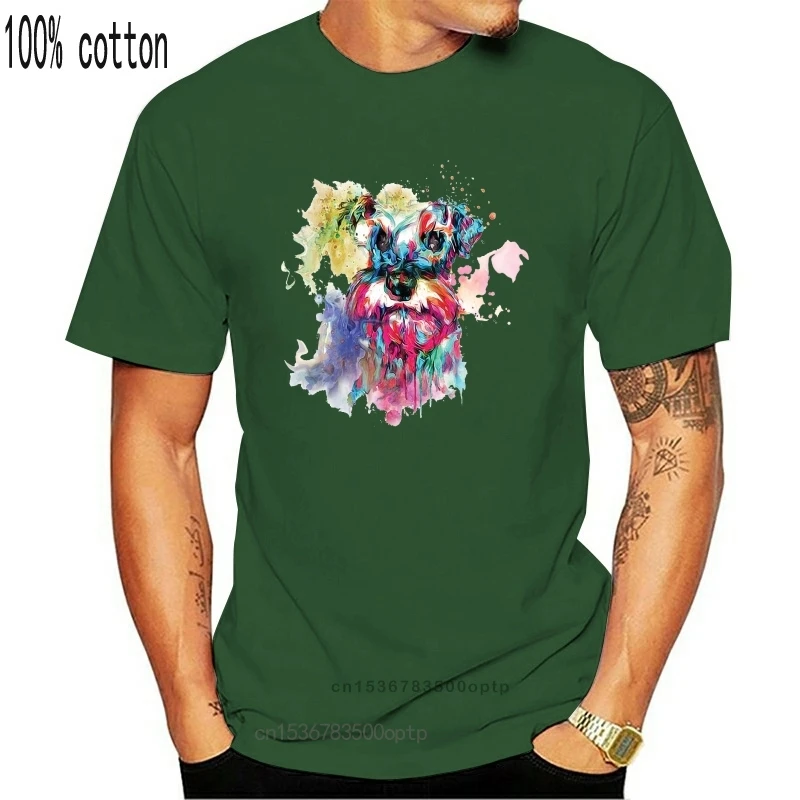 

Новинка Мужская футболка Шнауцер Акварель Искусство Женщины Мужчины футболка