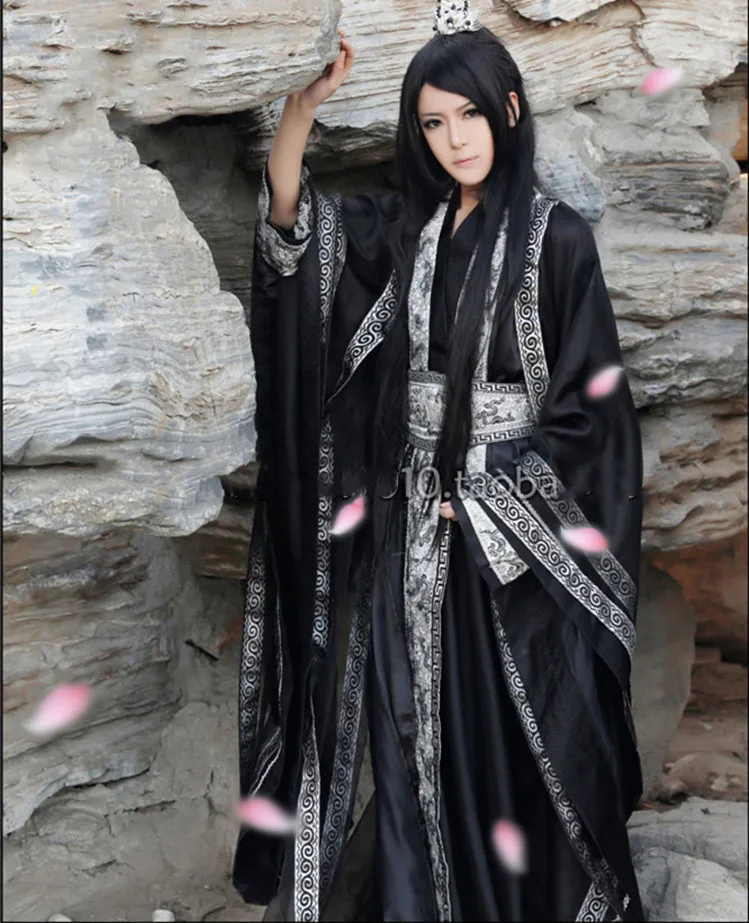 

Ye Hua Black Men's Hanfu Cosplay Costume 3 Times of Incarnations In Ten Miles of Peach Blossom Bushes Chinese Ancient Clothes