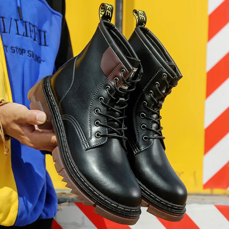 Ботильоны мужские демисезонные из натуральной кожи в стиле милитари|Ботинки| |