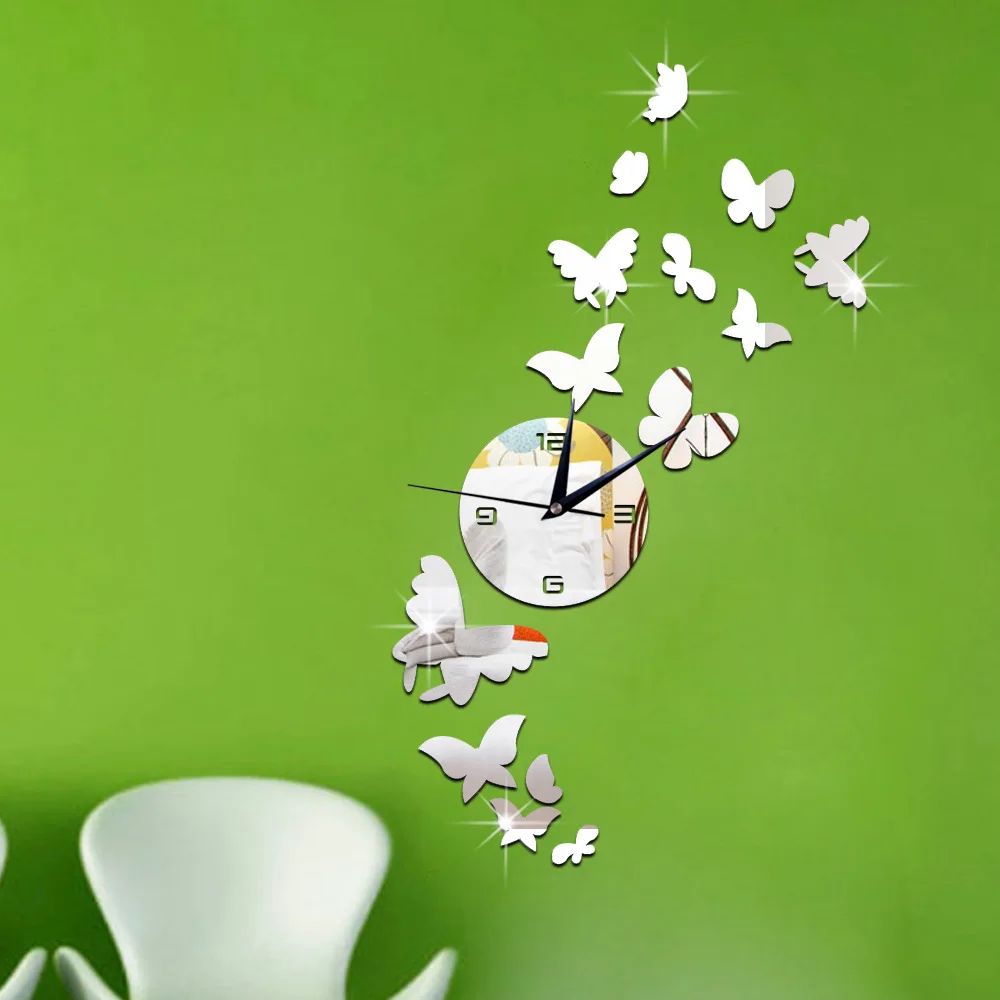 Зеркальные акриловые настенные часы сделай сам часы-бабочка зеркальные | Дом и