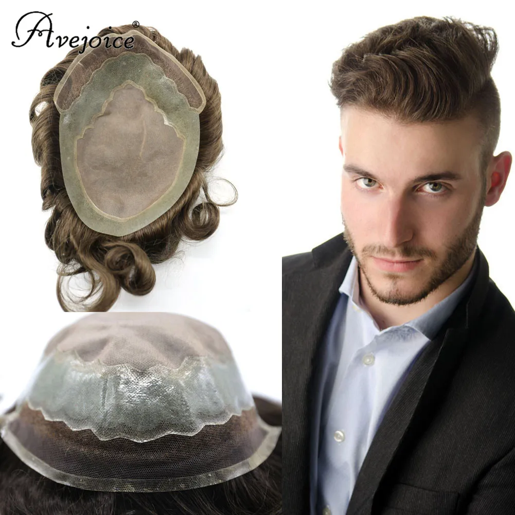 Мужской парик для мужчин s Hair system индийские человеческие волосы кружевные &amp моно