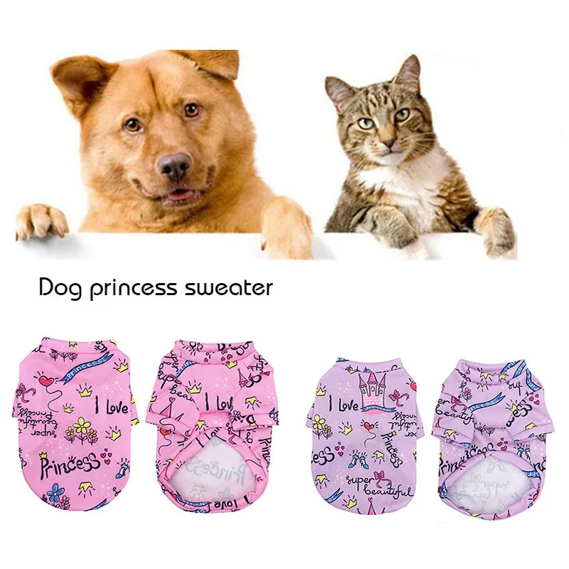 

Dog Clothes Plus Velvet Sweater Pure Cotton T-shirt Cartoon Printing Cat Clothes Teddy Clothes Autumn Winter Small Dog Clothes