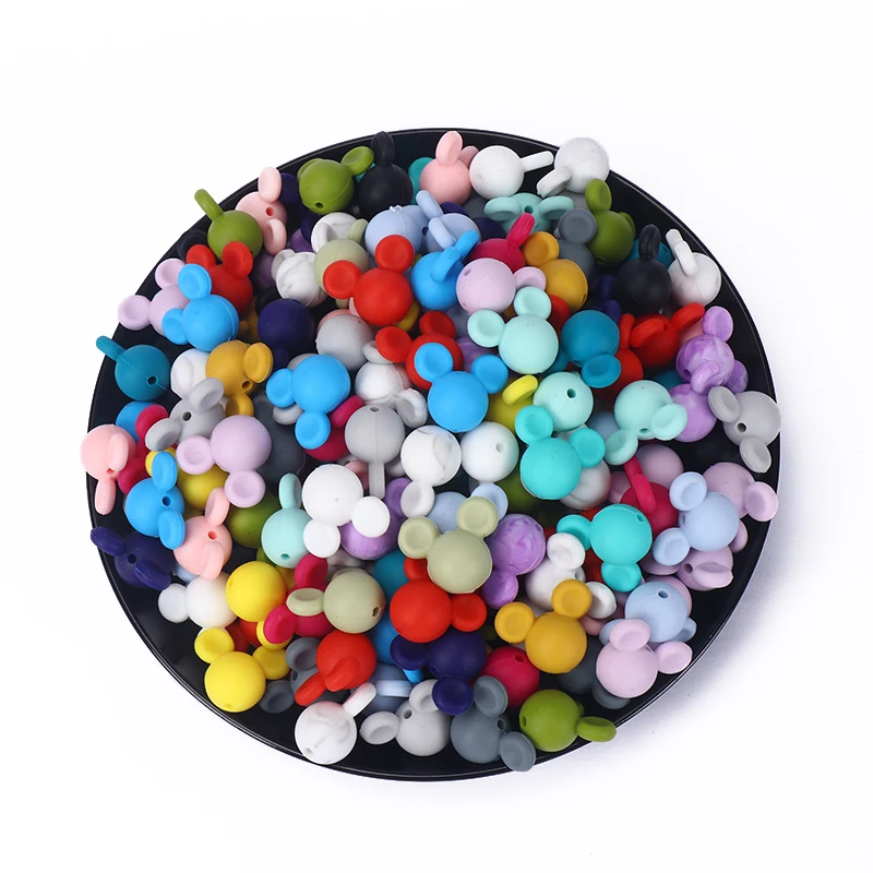 

40Pcs/Lot Baby Teething Silicone Loose Beads Cartoon Silicone Beads For Pacifier Chain BPA Free Teether Toy Accessories DIY