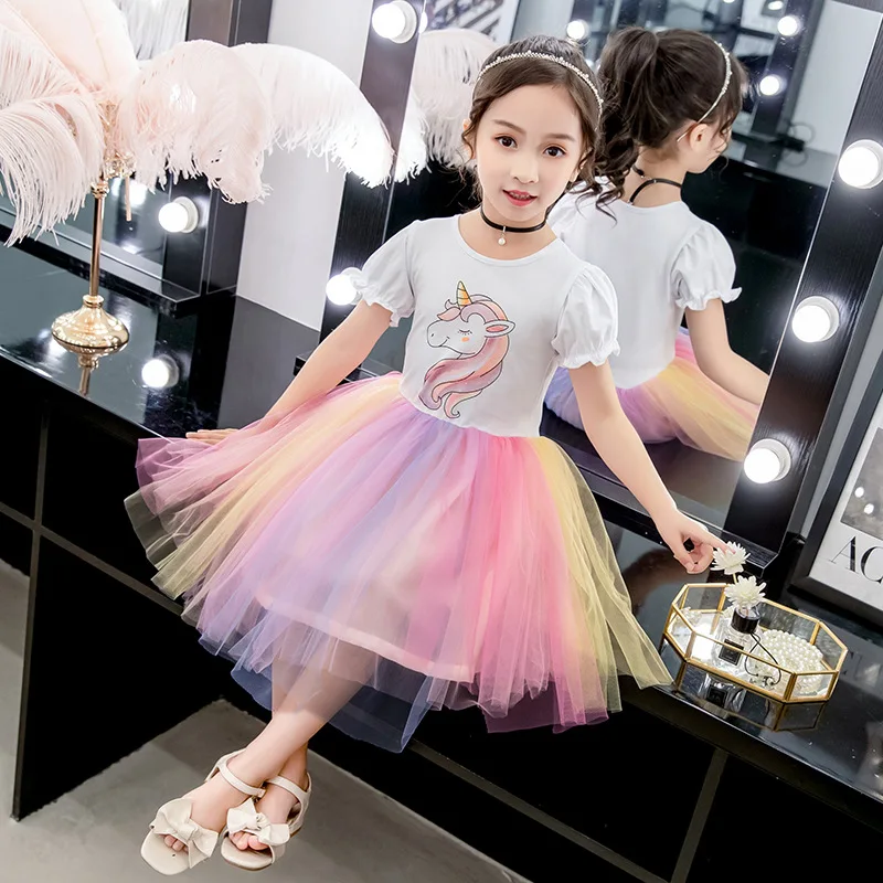 

2019 summer girls Princess Dress Birthday party fashion Embroidery Yarn skirt Wedding dress Cotton kid clothing toddler clothes