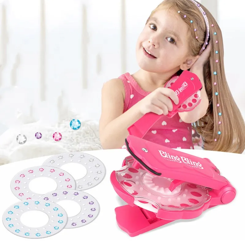 Fashion Pretend Play Jewel Deluxe Set with 180 Gems DIY Crystal Diamond Mobile Sticker Girl Blingbling Hair Deco Tool Makeup Toy