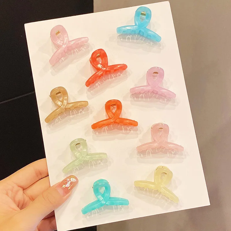 Милые красочные маленькие пластиковые заколки для волос с крестом девочек милые